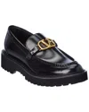 Valentino 40mm Vlogo Leather Loafers In Black
