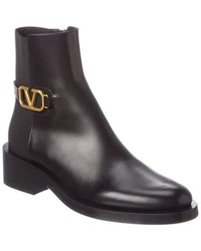 Valentino Garavani Vlogo Signature Calfskin Ankle Boot 30mm In Black