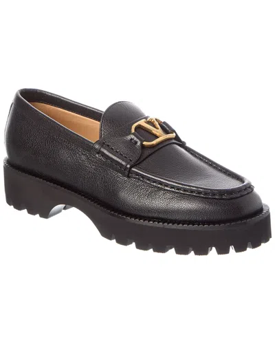 Valentino Garavani Valentino Vlogo Signature Leather Loafer In Black