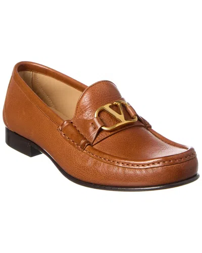 Valentino Garavani Valentino Vlogo Signature Leather Loafer In Brown