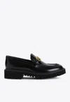 Valentino Vlogo Signature Leather Loafers In Black