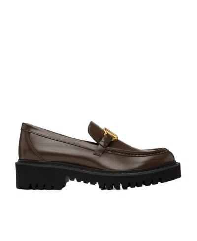 Valentino Garavani Vlogo Signature Leather Loafers In Black