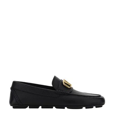 Valentino Garavani Vlogo Signature Leather Loafers In Black