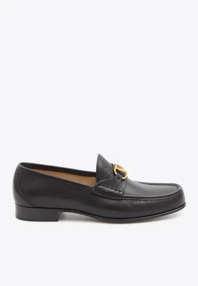 Valentino Garavani Vlogo Signature Leather Loafers In Black