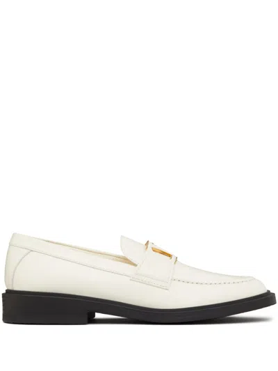 Valentino Garavani Vlogo Signature Leather Loafers In White