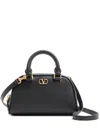 Valentino Mini Grained Leather Vlogo Signature Top-handle Bag In Black