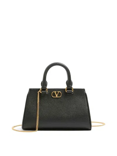 Valentino Garavani Vlogo Signature Leather Mini Bag In Black