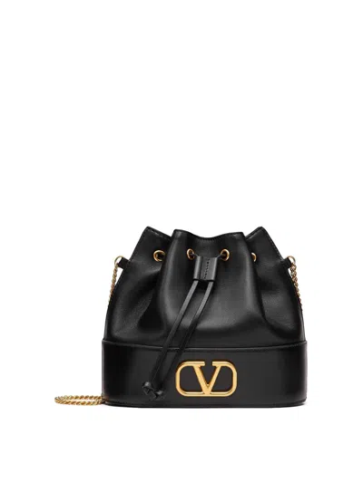 Valentino Garavani Vlogo Signature Leather Mini Bag In Black