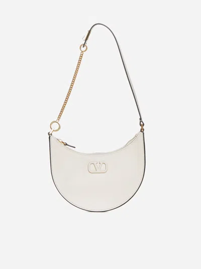 Valentino Garavani Vlogo Signature Leather Mini Hobo Bag In Ivory