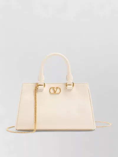 Valentino Garavani Vlogo Signature Leather Mini Tote Bag In Neutral