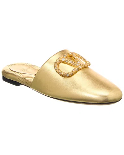 Valentino Garavani Valentino Vlogo Signature Leather Mule In Gold