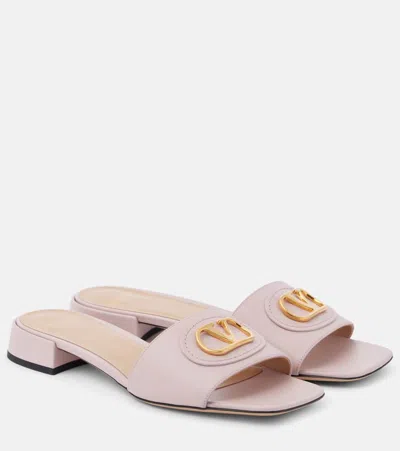 VALENTINO GARAVANI VLOGO LEATHER SLIDES