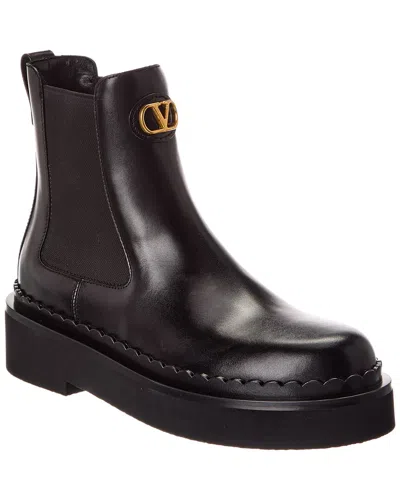 Valentino Garavani Valentino Vlogo Signature Leather Platform Boot In Black