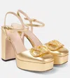 Valentino Vlogo Signature Leather Platform Pumps In Metallic