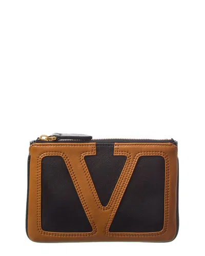 Valentino Garavani Valentino Vlogo Signature Leather Pouch In Black