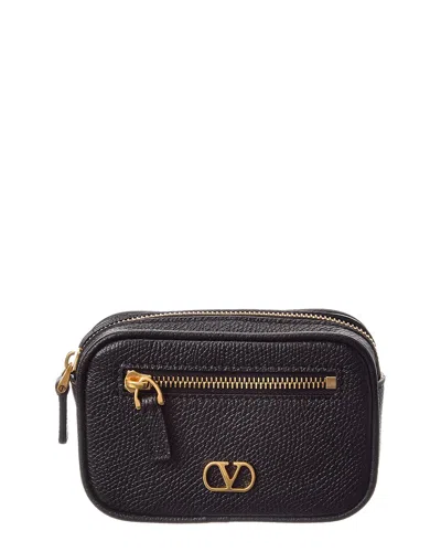 Valentino Garavani Valentino Vlogo Signature Leather Pouch In Black