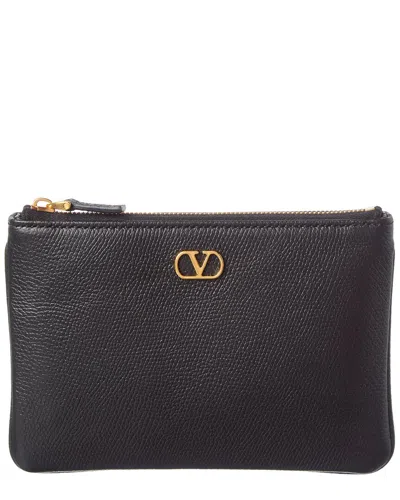 Valentino Garavani Valentino Vlogo Signature Leather Pouch In Black