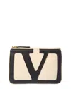 Valentino Vlogo Signature Leather Pouch In White