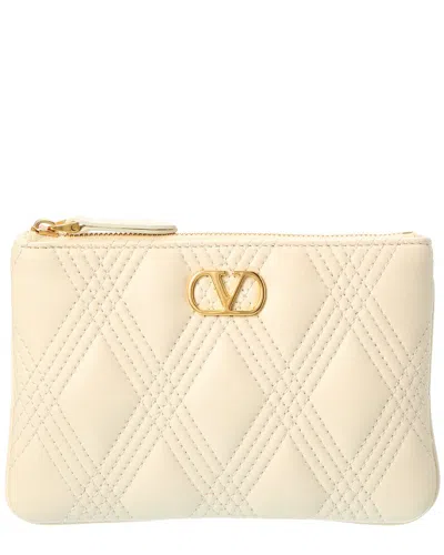 Valentino Garavani Valentino Vlogo Signature Leather Pouch In White