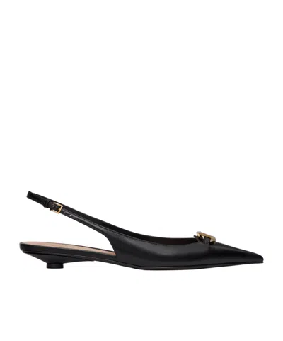 Valentino Garavani Valentino Vlogo Signature Leather Slingback Pump In Black