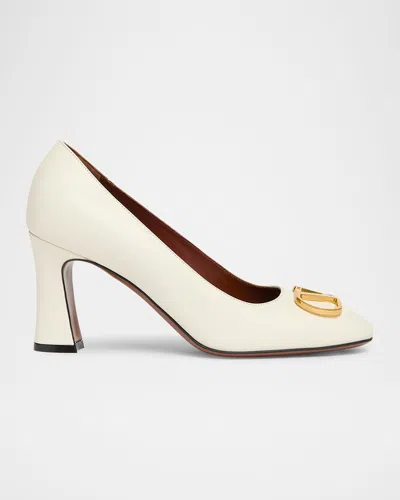 Valentino Garavani Vlogo Signature Leather Pumps In White