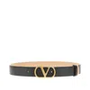 Valentino Vlogo Signature Leather Reversible Belt In Black
