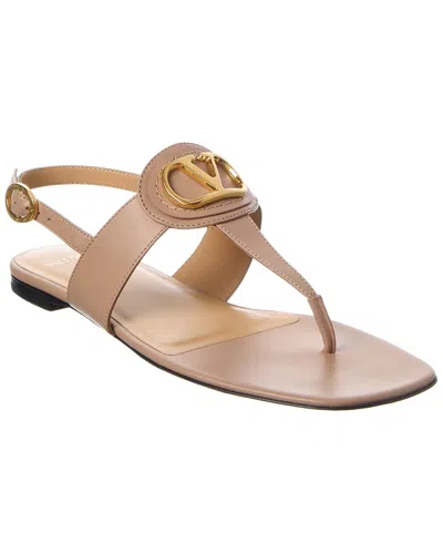 Valentino Garavani Valentino Vlogo Signature Leather Sandal In Neutral