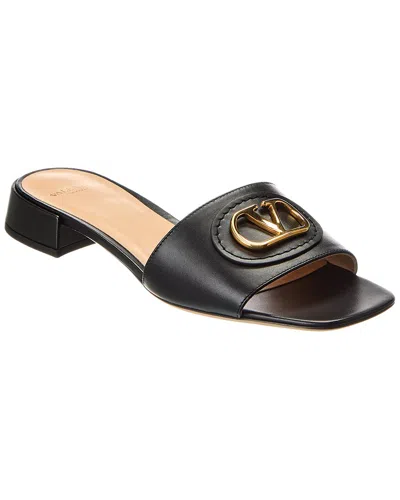 Valentino Garavani Vlogo Signature Leather Slides In Black