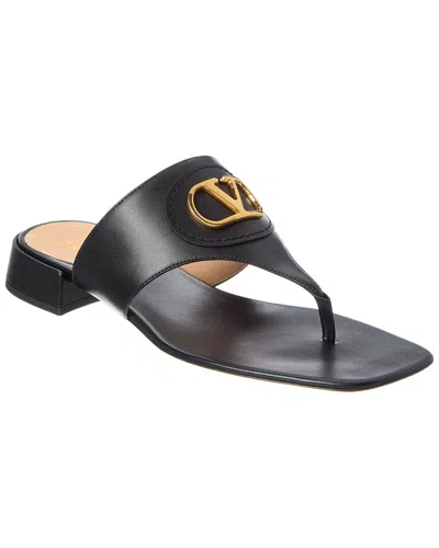 Valentino Garavani Vlogo Signature Thong Sandal In Calfskin 20mm Woman Black 41
