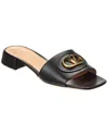 Valentino Vlogo Signature Leather Slides In Black