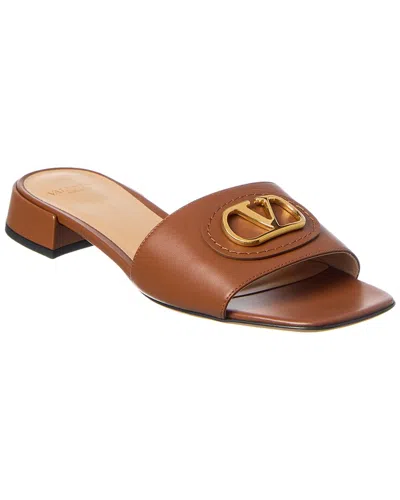 Valentino Garavani Valentino Vlogo Signature Leather Sandal In Brown