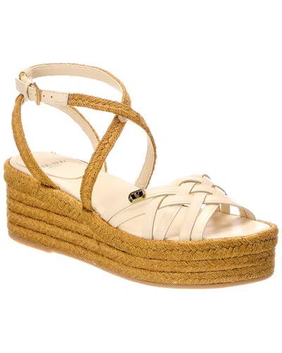Valentino Garavani Valentino Vlogo Signature Leather Sandal In Brown