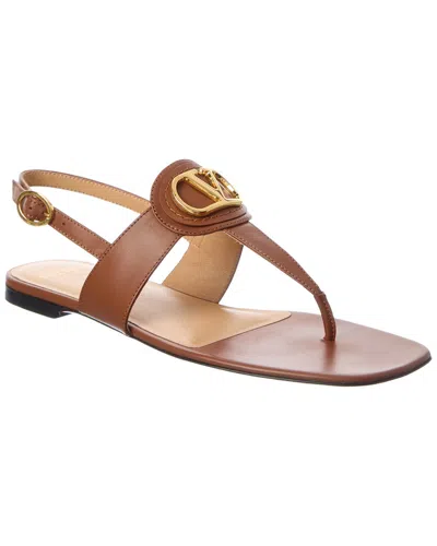 Valentino Garavani Valentino Vlogo Signature Leather Sandal In Brown