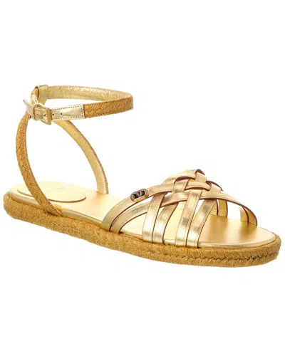 Valentino Garavani Vlogo Signature Flat Espadrilles In Gold