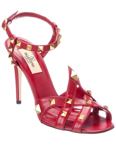 Valentino Garavani Valentino Vlogo Signature Leather Sandal In Red