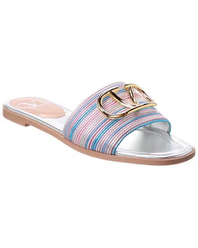 Valentino Garavani Valentino Vlogo Signature Leather Sandal In Silver