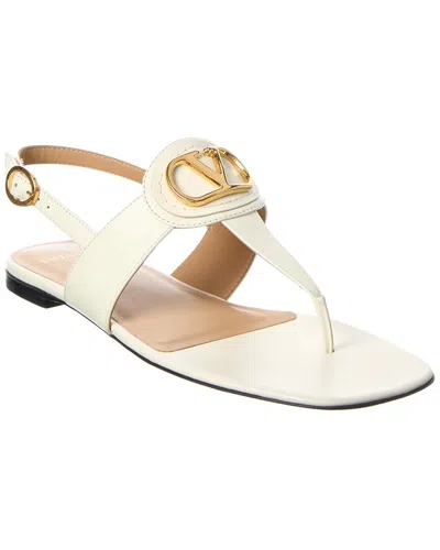 Valentino Garavani Valentino Vlogo Signature Leather Sandal In White