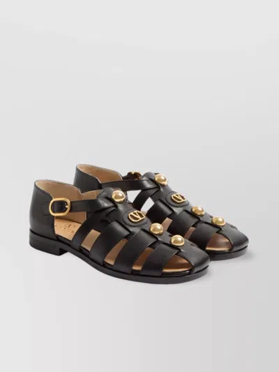VALENTINO GARAVANI VLOGO SIGNATURE LEATHER SANDALS