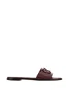 Valentino Maroon Leather Sandals In Blue