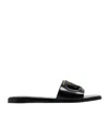 Valentino Black Vlogo Cut-out Calfskin Slide Sandals In Black