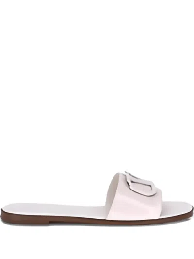 Valentino Garavani Vlogo Signature Leather Sandals In White