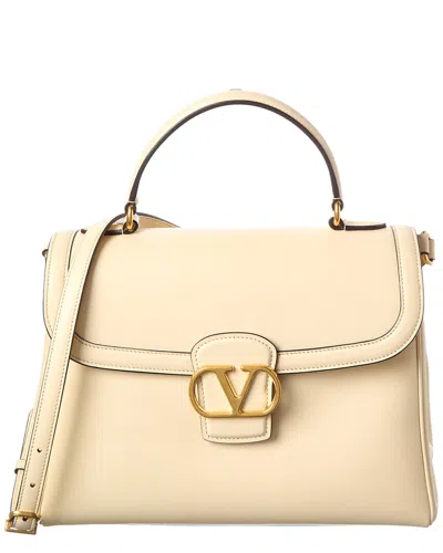 Valentino Garavani Valentino Vlogo Signature Leather Satchel In Neutral