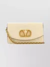 Valentino Small Leather Clutch With Adjustable Chain Strap In Neutral