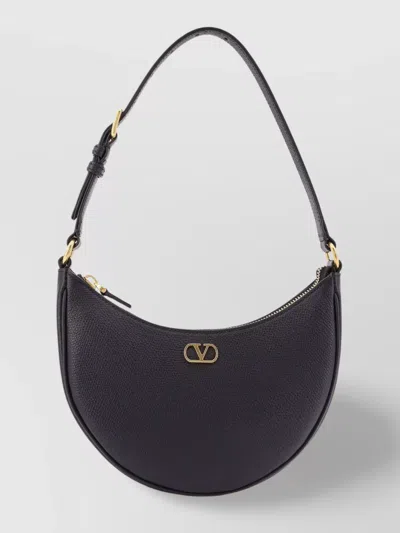 Valentino Garavani Vlogo Signature Leather Shoulder Bag In Black