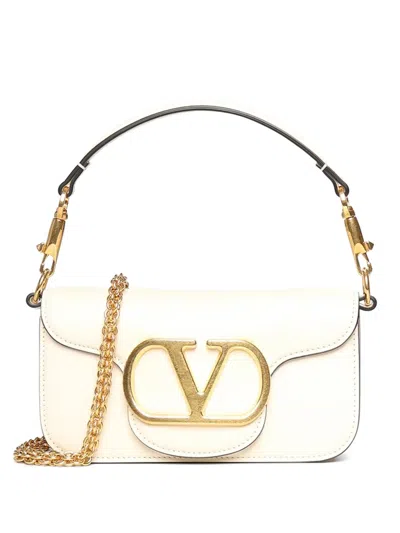 Valentino Garavani Vlogo Signature Leather Shoulder Bag In Neutral