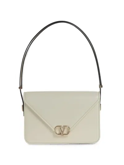 Valentino Garavani Vlogo Signature Leather Shoulder Bag In Neutral