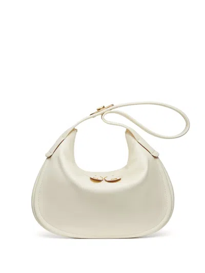 Valentino Garavani Vlogo Signature Leather Shoulder Bag In White