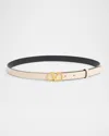 Valentino Garavani Vlogo Signature Belt In Shiny Calfskin 30 Mm Woman Ivory 095 In Ren Butter White