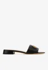 Valentino Vlogo Signature Leather Slides In Black