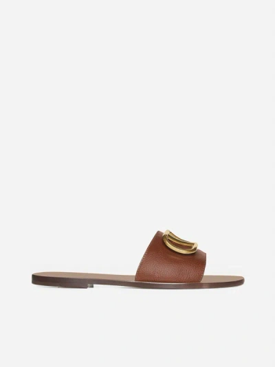 VALENTINO GARAVANI VLOGO SIGNATURE LEATHER SLIDES